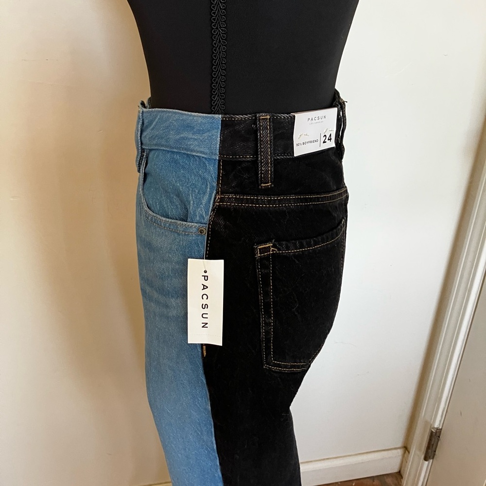 PacSun Two-Tone Blue and Black Split Denim Jeans
